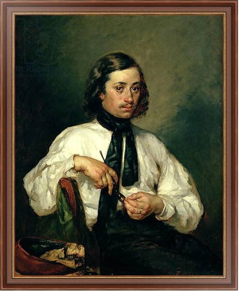 Постер Portrait of Armand Ono, known as The Man with the Pipe, 1843 с типом исполнения На холсте в раме в багетной раме 35-M719P-83