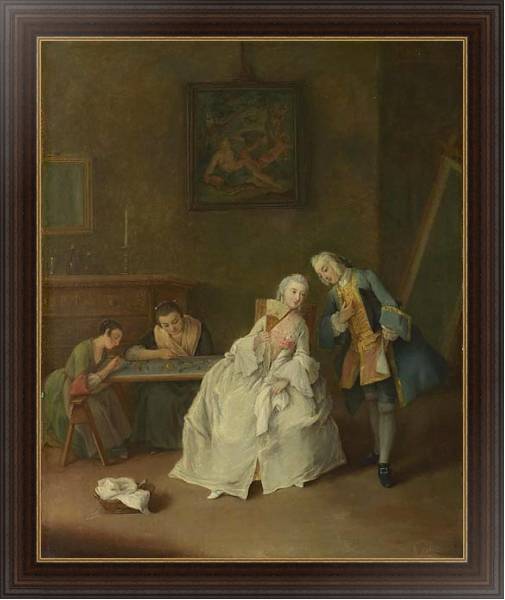 Постер A Lady receiving a Cavalier с типом исполнения На холсте в раме в багетной раме 1.023.151