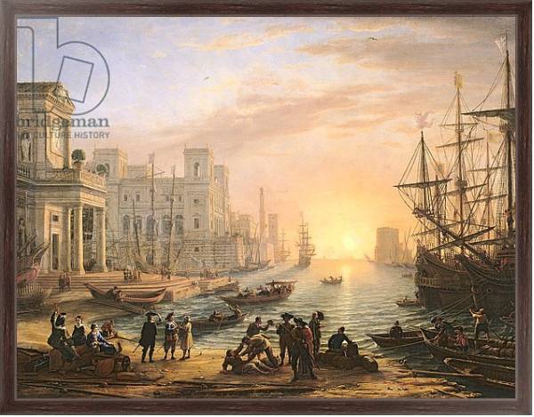 Постер Sea Port at Sunset, 1639 с типом исполнения На холсте в раме в багетной раме 221-02