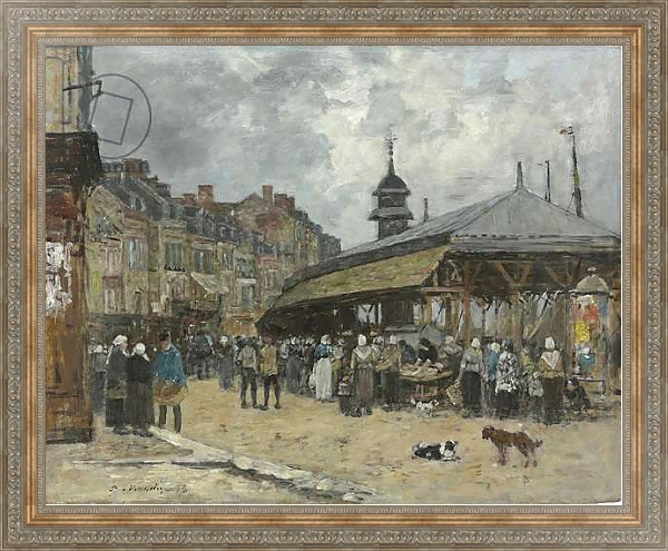 Постер Market at Trouville; Marche a Trouville, 1878 с типом исполнения На холсте в раме в багетной раме 484.M48.310