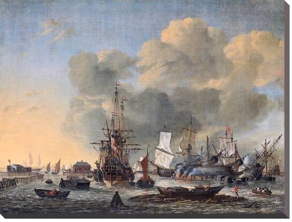 Постер Caulking ships on the IJ near Amsterdam с типом исполнения На холсте без рамы