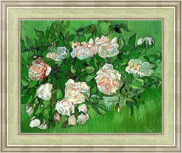 Постер Натюрморт: розовые розы с типом исполнения На холсте в раме в багетной раме NA053.0.113