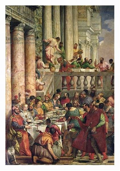 Постер The Marriage Feast at Cana, detail of the left hand side, c.1562 с типом исполнения На холсте в раме в багетной раме 221-03