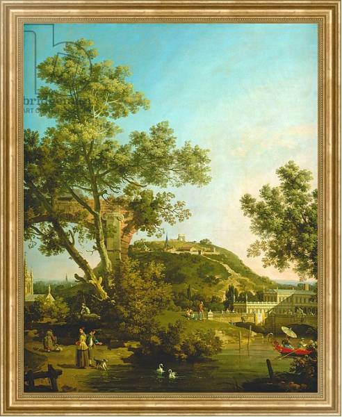 Постер English Landscape Capriccio with a Palace, 1754 с типом исполнения На холсте в раме в багетной раме NA033.1.051