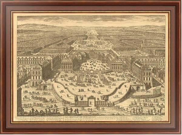 Постер Панорама дворцов и парков Версаля с типом исполнения На холсте в раме в багетной раме 35-M719P-83