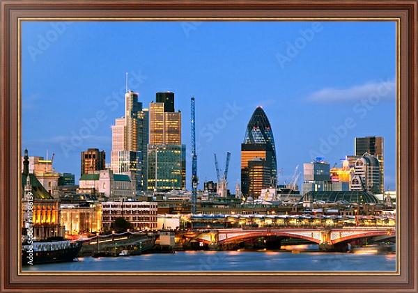 Постер Небоскребы Лондона с типом исполнения На холсте в раме в багетной раме 35-M719P-83