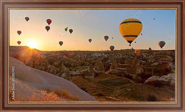 Постер Воздушные шары над Гёреме, Турция с типом исполнения На холсте в раме в багетной раме 35-M719P-83