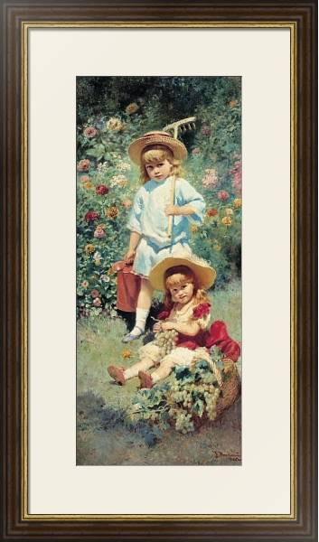 Постер Портрет детей художника. 1882 с типом исполнения Под стеклом в багетной раме 1.023.036
