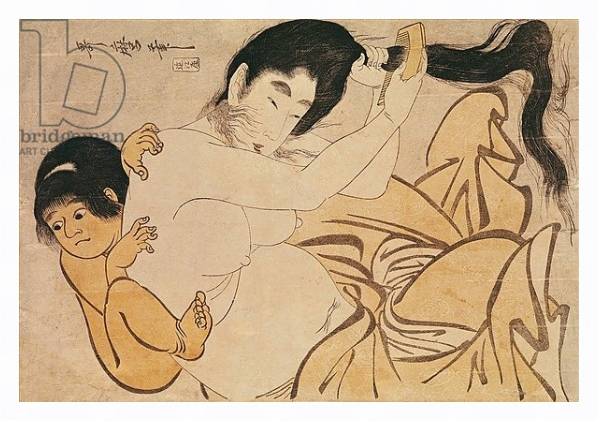 Постер Yama-Uba, the Woman of the Mountain, with Kintoki, her Baby с типом исполнения На холсте в раме в багетной раме 221-03