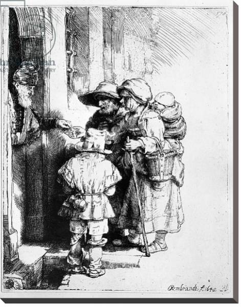 Постер Beggars receiving alms, 1648 с типом исполнения На холсте без рамы