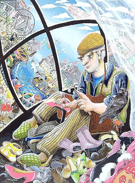 Постер Jack Black cobbles and fantasises about his customers shapely feet, 2007 с типом исполнения На холсте без рамы