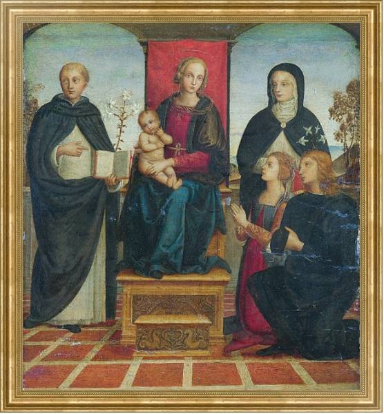 Постер Дева Мария с младенцем со Святыми 2 с типом исполнения На холсте в раме в багетной раме NA033.1.051