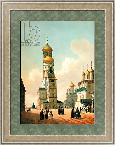 Постер Ivan the Great Bell Tower in the Moscow Kremlin, printed by Lemercier, Paris, 1840s с типом исполнения Акварель в раме в багетной раме 485.M40.584
