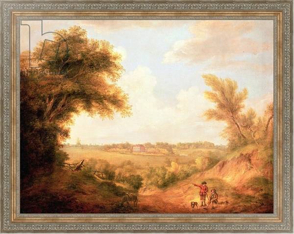 Постер Landscape with house, 18th century с типом исполнения На холсте в раме в багетной раме 484.M48.310