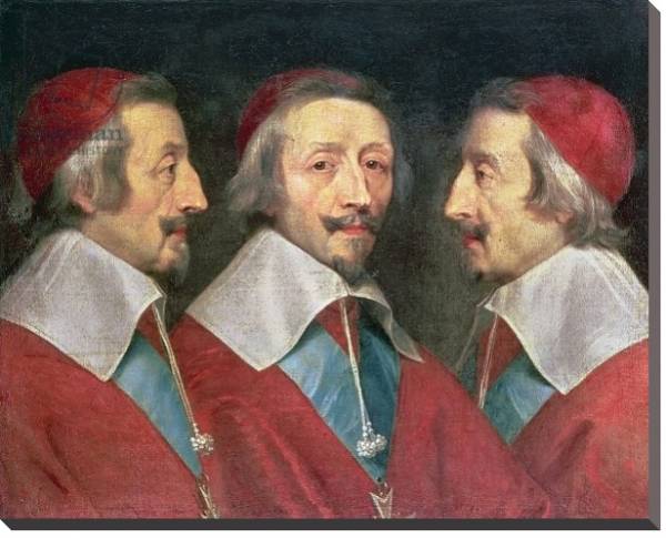 Постер Triple Portrait of the Head of Richelieu, 1642 с типом исполнения На холсте без рамы