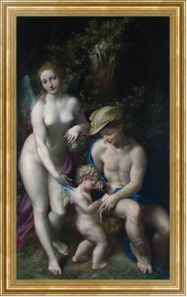 Постер Венера с Меркурием и Купидоном с типом исполнения На холсте в раме в багетной раме NA033.1.051
