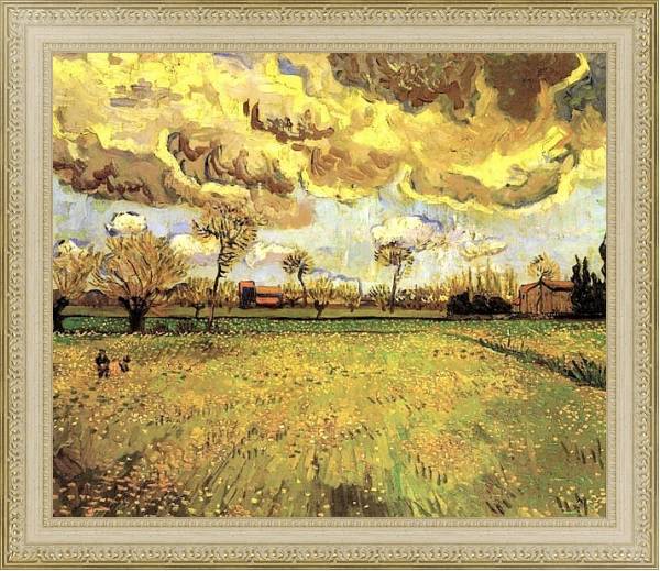 Постер Пейзаж под грозовым небом с типом исполнения На холсте в раме в багетной раме 484.M48.725