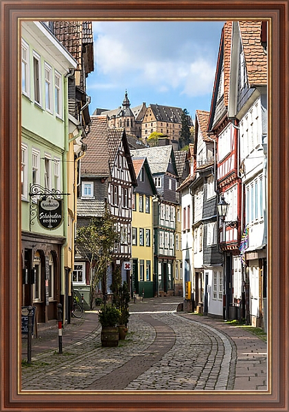 Постер Улица в историческом центре Германии с типом исполнения На холсте в раме в багетной раме 35-M719P-83
