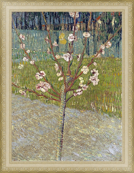 Постер Миндальное дерево в цвету, 1888 с типом исполнения На холсте в раме в багетной раме 484.M48.725