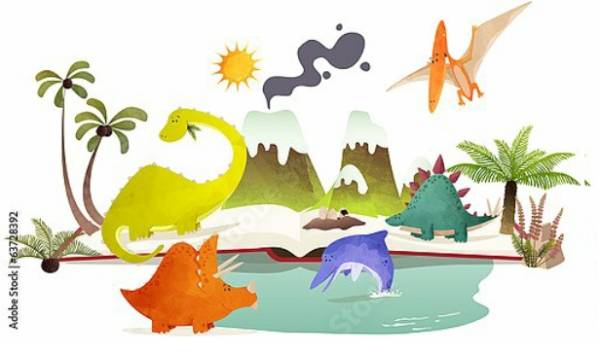 Постер Мир диназавров с типом исполнения На холсте без рамы