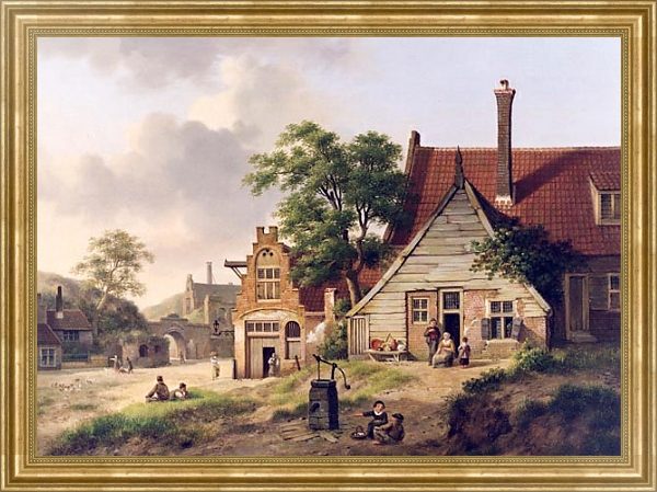 Постер Голландская деревушка с типом исполнения На холсте в раме в багетной раме NA033.1.051