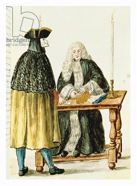 Постер A Magistrate Playing Cards with a Masked Man с типом исполнения На холсте в раме в багетной раме 221-03