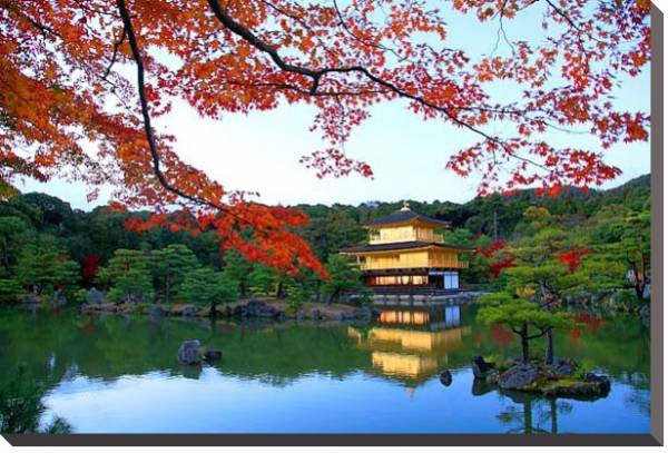 Постер Япония. Киото. Золотой храм с типом исполнения На холсте без рамы