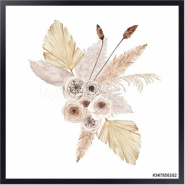 Постер Летний цветочный тропический букет с типом исполнения На холсте в раме в багетной раме 221-01