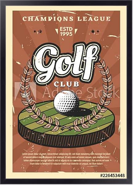Постер Чемпионат мира по гольфу, ретро плакат с типом исполнения На холсте в раме в багетной раме 221-01