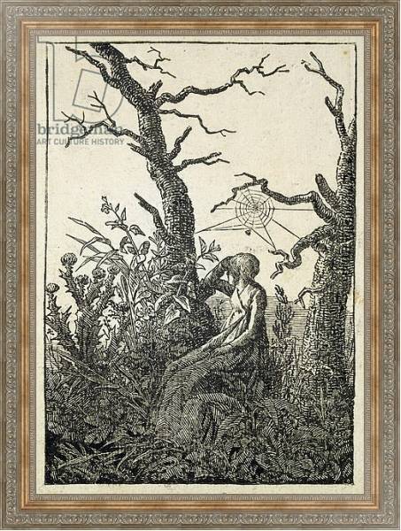 Постер The Woman with a Spider's Web in the middle of Leafless Trees с типом исполнения На холсте в раме в багетной раме 484.M48.310