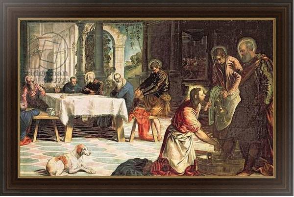 Постер Christ Washing the Feet of the Disciples, detail of the right hand side, c.1547 с типом исполнения На холсте в раме в багетной раме 1.023.151