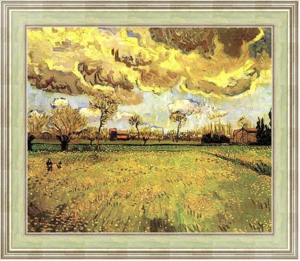 Постер Пейзаж под грозовым небом с типом исполнения На холсте в раме в багетной раме NA053.0.113
