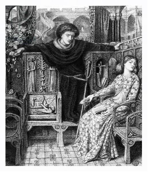 Постер Hamlet and Ophelia, 1858 с типом исполнения На холсте в раме в багетной раме 221-03
