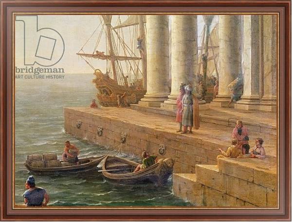 Постер Harbour scene, detail from 'Departure of Ulysses from the land of the Feaci', 1646 с типом исполнения На холсте в раме в багетной раме 35-M719P-83