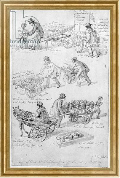 Постер Street Traders, London, 1842 с типом исполнения На холсте в раме в багетной раме NA033.1.051