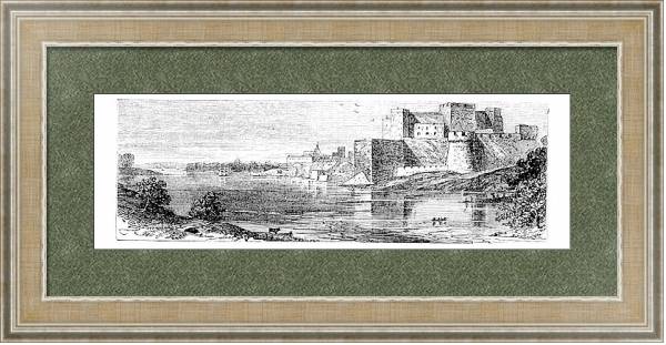 Постер The castle of Brindisi vintage engraving. с типом исполнения Акварель в раме в багетной раме 485.M40.584