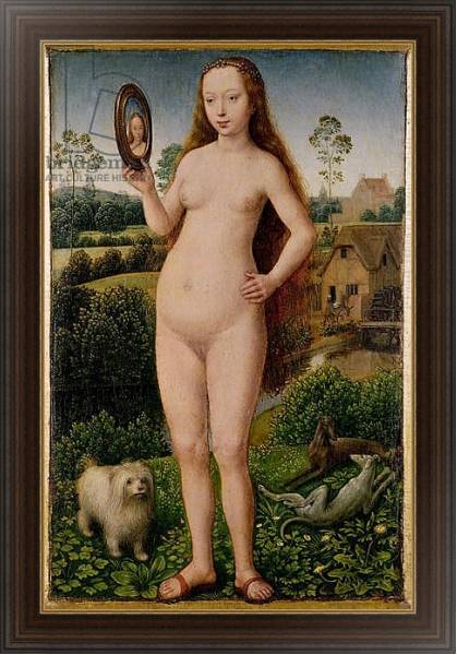 Постер Vanity, central panel from the Triptych of Earthly Vanity and Divine Salvation, c.1485 с типом исполнения На холсте в раме в багетной раме 1.023.151