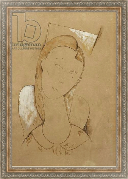 Постер Young Woman; Giovane Donna, c. 1917-1918 с типом исполнения На холсте в раме в багетной раме 484.M48.310