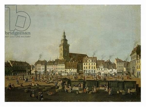 Постер View of the Neue Markt with St. Mary's Church, Berlin, c.1770 с типом исполнения На холсте в раме в багетной раме 221-03