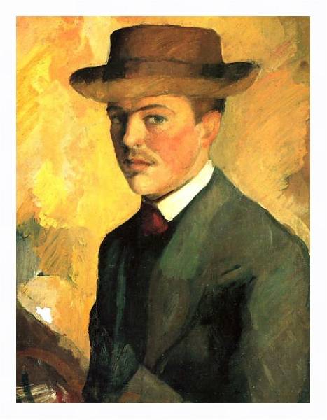 Постер Автопортрет в шляпе с типом исполнения На холсте в раме в багетной раме 221-03