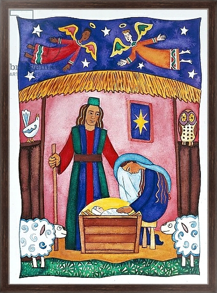 Постер Nativity with Angels с типом исполнения На холсте в раме в багетной раме 221-02