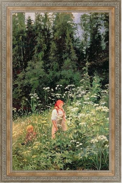 Постер Girl among the wild flowers, 1880 с типом исполнения На холсте в раме в багетной раме 484.M48.310