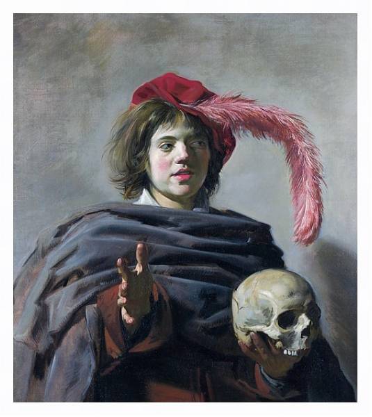 Постер Молодой человек с черепом с типом исполнения На холсте в раме в багетной раме 221-03