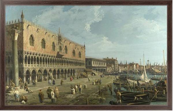 Постер Венеция - Дворец Дожей и Рива дельи Скьявони с типом исполнения На холсте в раме в багетной раме 221-02