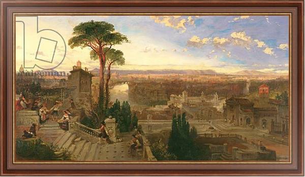 Постер Rome, twilight, view from the Convent of San Onofrio on Mount Janiculum, c.1853-55 с типом исполнения На холсте в раме в багетной раме 35-M719P-83