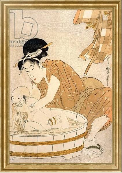 Постер The Bath, Edo period с типом исполнения На холсте в раме в багетной раме NA033.1.051