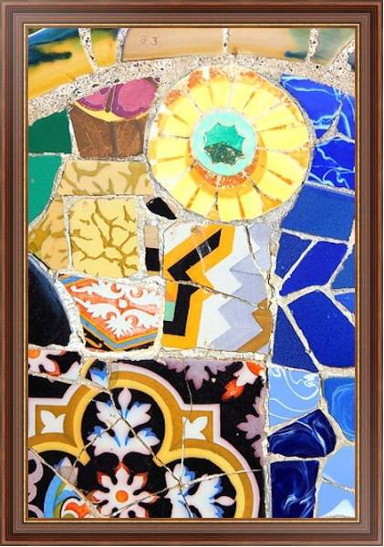 Постер Испания. Барселона. Мозаика с типом исполнения На холсте в раме в багетной раме 35-M719P-83