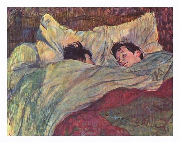 Постер Две девушки в кровати с типом исполнения На холсте в раме в багетной раме 221-03