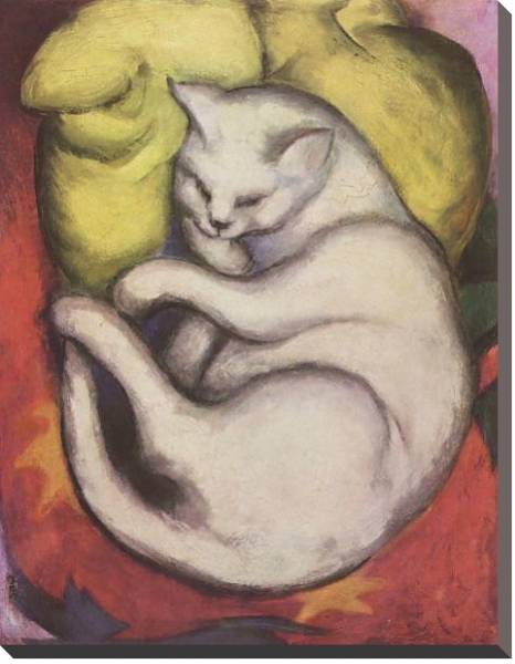 Постер Кот на желтой подушке с типом исполнения На холсте без рамы