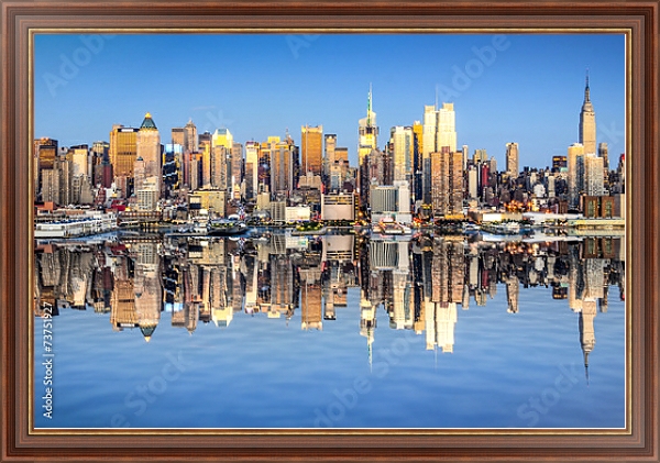 Постер США, Нью-Йорк. New York City View over Hudson River с типом исполнения На холсте в раме в багетной раме 35-M719P-83